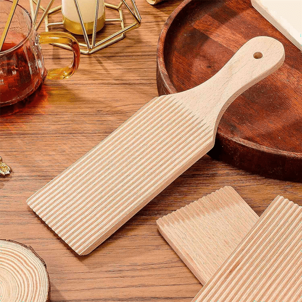 Tagliere Per Gnocchi In Legno Di Faggio Naturale – Mattarello E Paddle Per Pasta Fatta In Casa, Garganelli E Cavatelli, 24x7 Cm