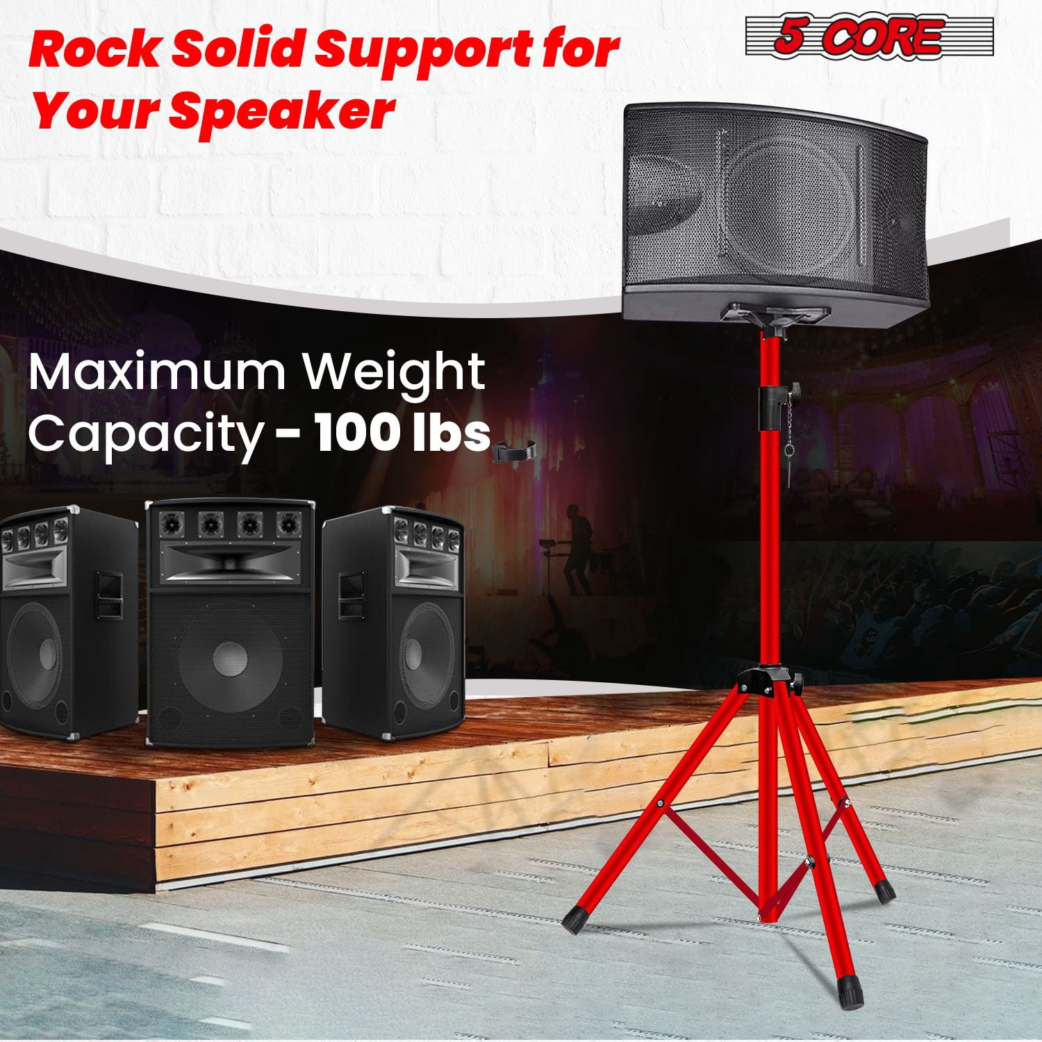 Speaker Stand 2Pcs Tripod Floor Tall Adjustable Up to 72 Inch DJ Studio Monitor Stands Pole Mount