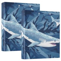 Sharks Blue 3 Ring Binders 1.5 inch Hardcover File Folders with Interior Pockets A4 Size Organizer for School Office Hospital Set of 2