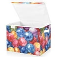 thumbnail image 2 of Watercolor Gridiron Ball Large Storage Bins with Linen Collapsible Lid Storage Box 16.7 x 12.6 x 11.8in, 2 of 7