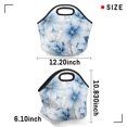 thumbnail image 3 of Herdesigns Blue and White Floral Neoprene Lunch Bag, Flower Insulated Lunch Box for Women Men Washable Lunch Tote Soft Lunch Container With Zipper for Work Picnic Travel, 3 of 7