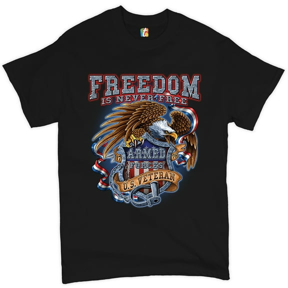 Tee Hunt Freedom Is Never Free T-shirt U.S. Veteran Armed Forces Military Men's Tee