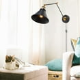 thumbnail image 5 of 1-Light Black Gold Modern Industrial Plug-In or Hardwired Swing Arm Wall Sconce, 5 of 10