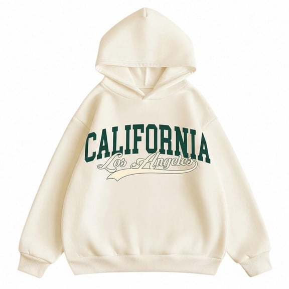 Hpapadks Hoodies for Girls Kids Letters Hooded Long Sleeve Casual Sweatshirt Top Baby Sweatshirt Beige 6-7 Years