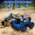 thumbnail image 6 of Luku 12V Kids Ride On Excavator Digger Truck with Remote Control, Electric Arm, Birthday Gift, Blue, 6 of 6