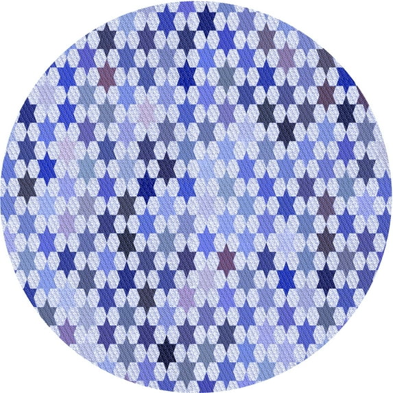 Ahgly Company Indoor Round Patterned Royal Blue Area Rugs, 4' Round