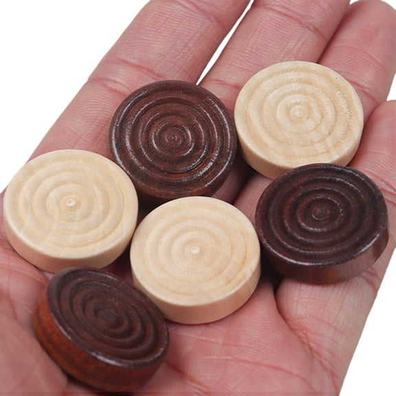 24Pcs Stackable Backgammon Chess Pieces Draughts Pieces Wood Checker Drafts Pieces Replacements Checker Draughts Set