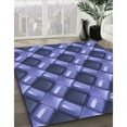 thumbnail image 3 of Ahgly Company Machine Washable Indoor Round Transitional Sky Blue Area Rugs, 4' Round, 3 of 7