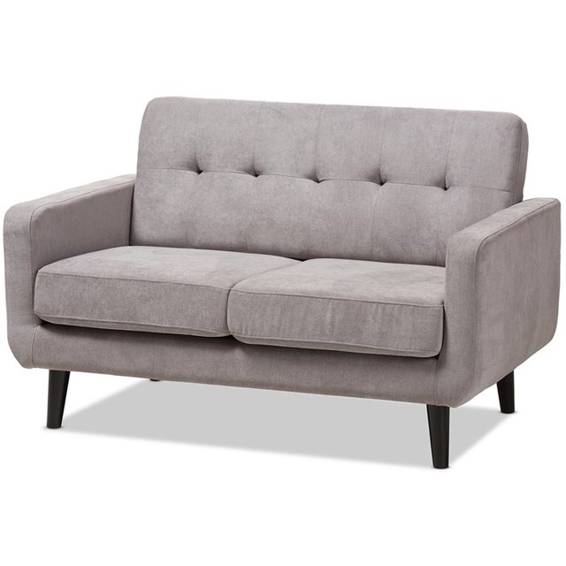 Baxton Studio Carina Touffeté Siège d'Amour en Gris Clair
