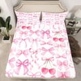 thumbnail image 2 of Feelyou Pink Bowknot Cherry Full Size Sheets, Kawaii Princess Bed Sheets, 4 Pieces, 2 of 7