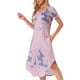 thumbnail image 4 of Camisón de mujer Inspire Chic con cuello en V, manga corta, vestido largo de lounge para primavera y verano con bolsillo, teñido en rosa, 4 of 6