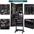 thumbnail image 3 of MAT EXPERT Floor Stand Mirror Jewelry Armoire, Lockable Jewelry Cabinet w/Full-Length Mirror, Dressing Makeup Jewel Storage Cabinet w/38 Hooks & 48 Ring Slots, Jewelry Organizer w/Drawers (Black), 3 of 8