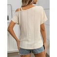 thumbnail image 5 of Mawalde Criss- One Shoulder Tops Womens Summer Cold Shoulder Shirts Casual Short Sleeve Eyelet Tops  S, 5 of 6