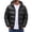 Black, variant on LYSMORA Mens Adjustable Drawcord Hooded Puffer Jacket Full Zip Elastic Cuff Windproof Warm Winter Daily Outer Coat Hand Pockets
