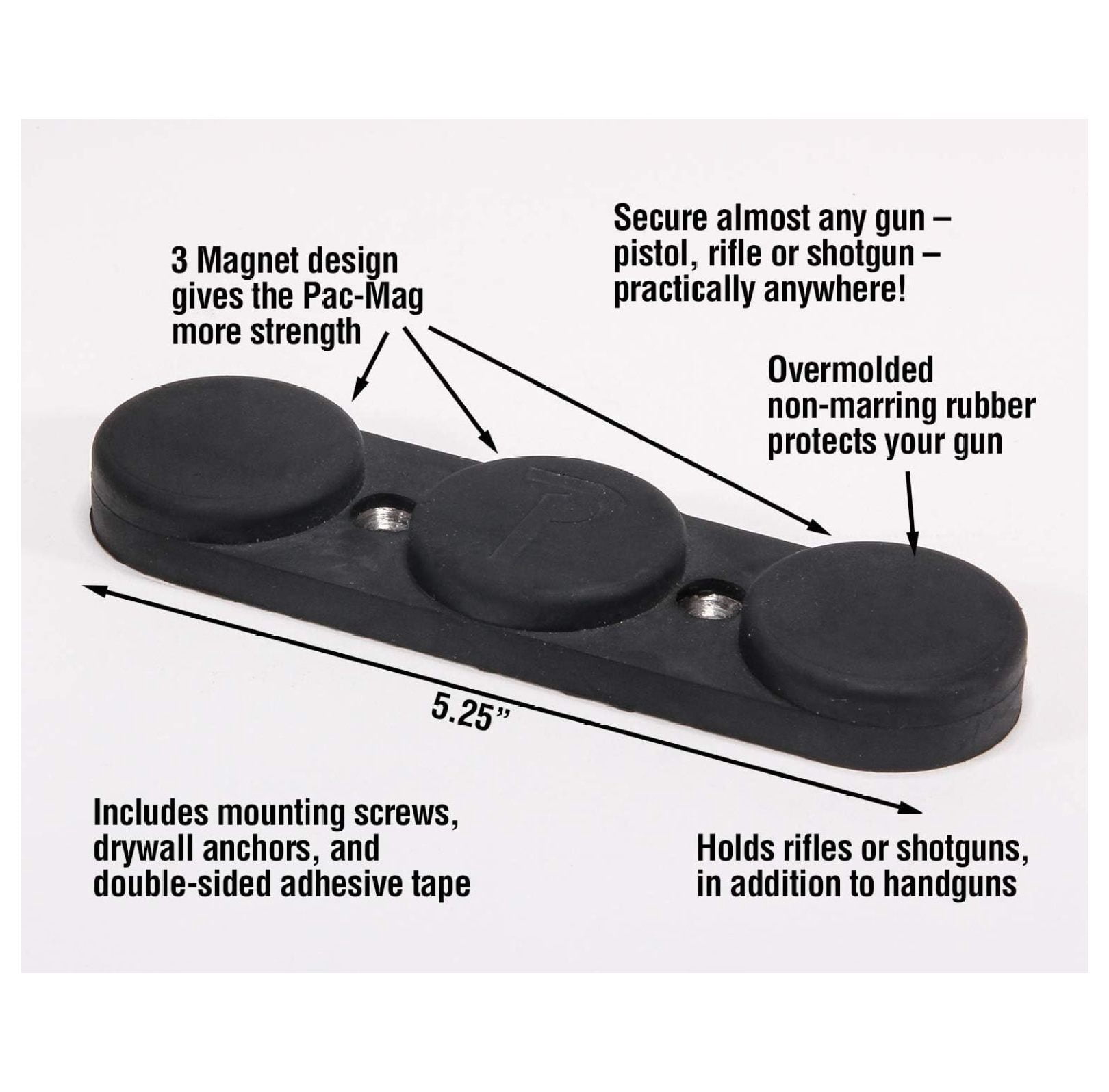 03190 Pac- Gun Storage Magnet, Matte Black