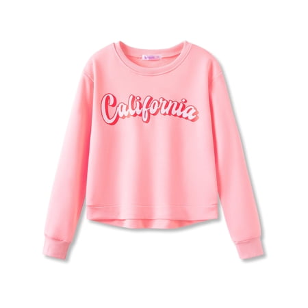 Serdomi Pink California Sweatshirt for Little & Big Girls - Cool Top Clothes Size 10