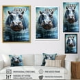 thumbnail image 4 of Designart "Powerful Hippo Waters Reflect in Grey III" Animals Framed Wall Art - Modern Grey Hippopotamus Entryway Framed Wall Art Print, 4 of 6