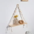 thumbnail image 4 of Woven Tapestry Handcrafted Rustic Cotton Rope Boho Decor Macrame Hanging Shelf Farmhouse Accessories, 4 of 7