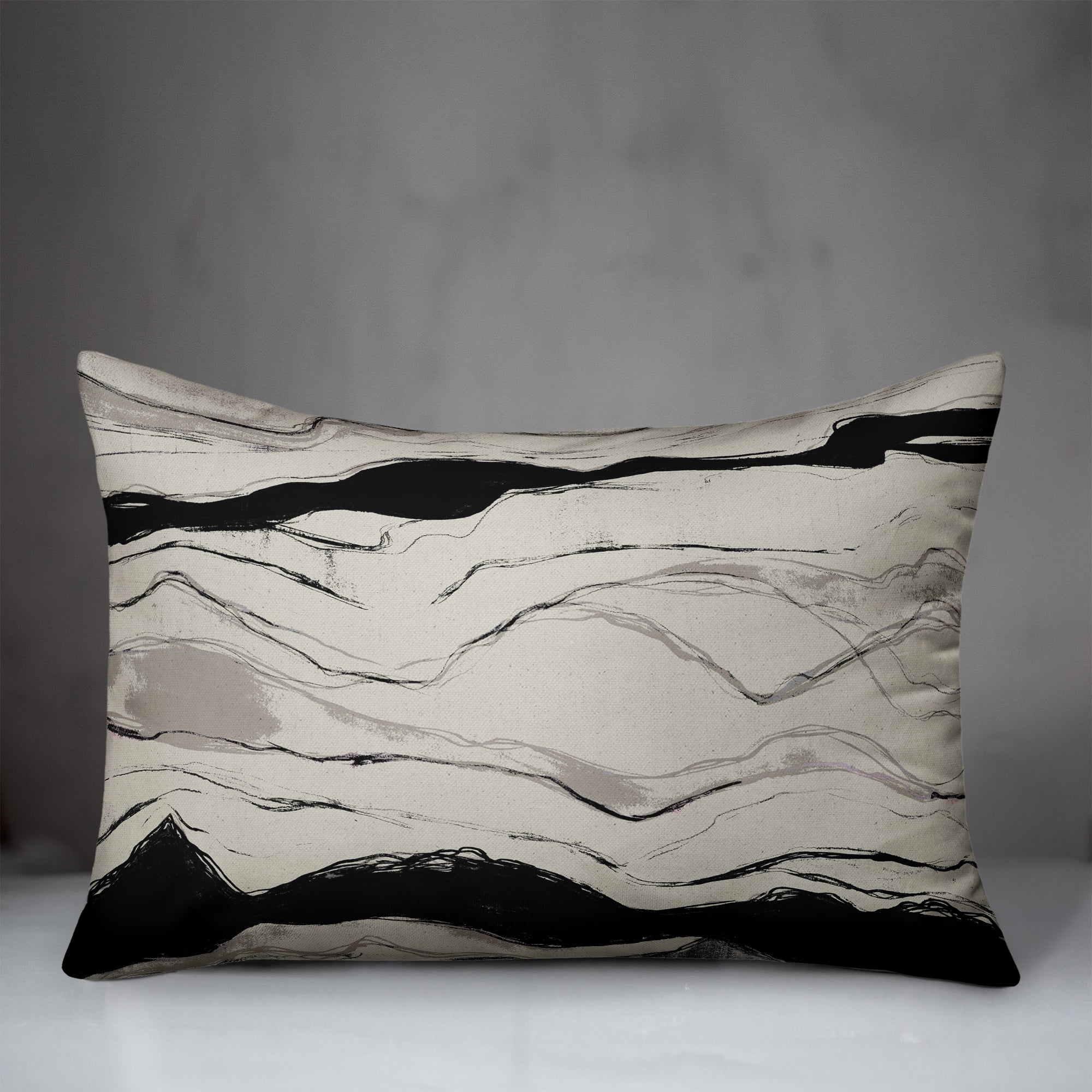 Creative Products Black Gray Flowing Lines 14x20 Indoor / Outdoor Pillow