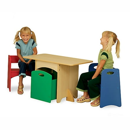 Kidkraft Wooden Table With Red And Blue Benches Walmart Com