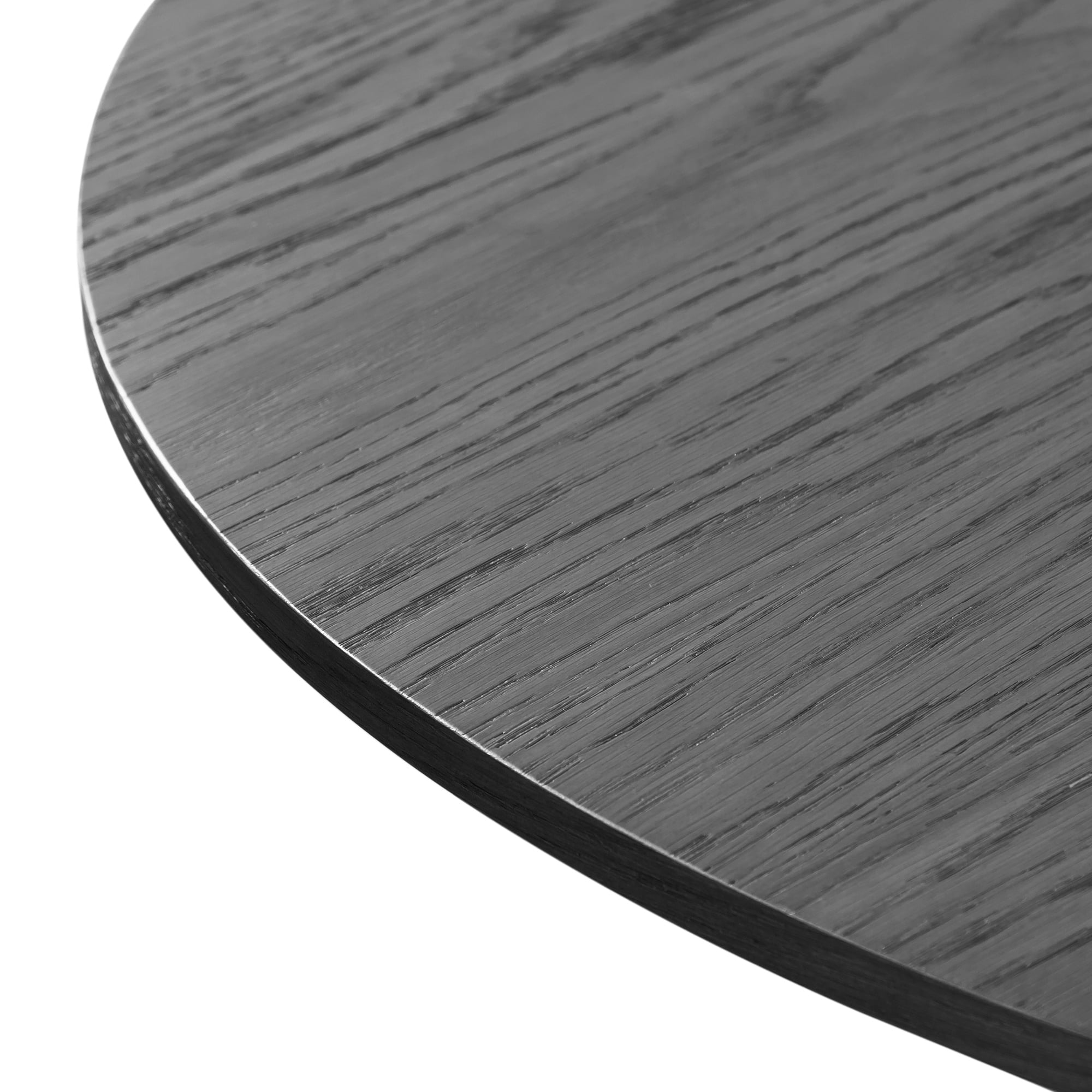 52" Round Dining Table Oak Wood Kitchen Table,Black