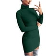 thumbnail image 3 of BadyminCSL Fashion Women Solid Long Sleeve Sweater Dress Tight Turtleneck Pullover Dress, 3 of 7
