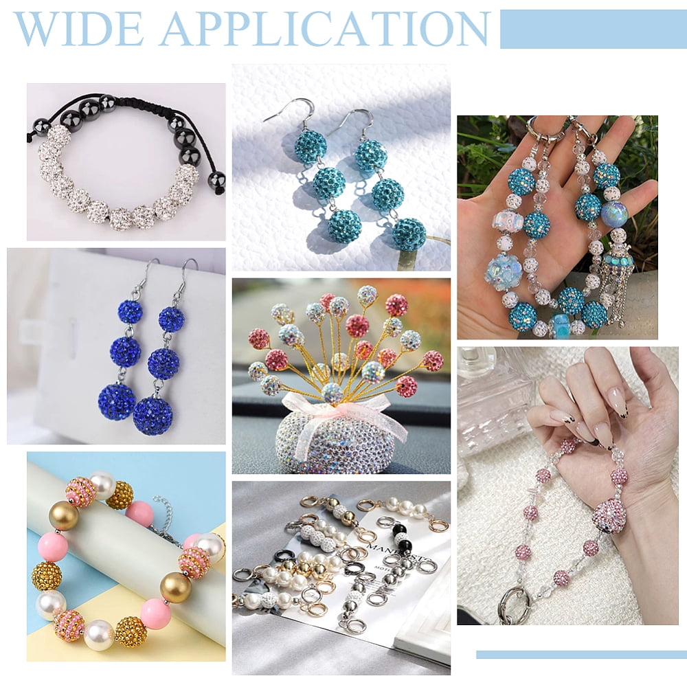 DIY Round Polymer Clay Rhinestone Beads Bracelet Making Kits Mixed Color 10mm Hole: 1.5mm