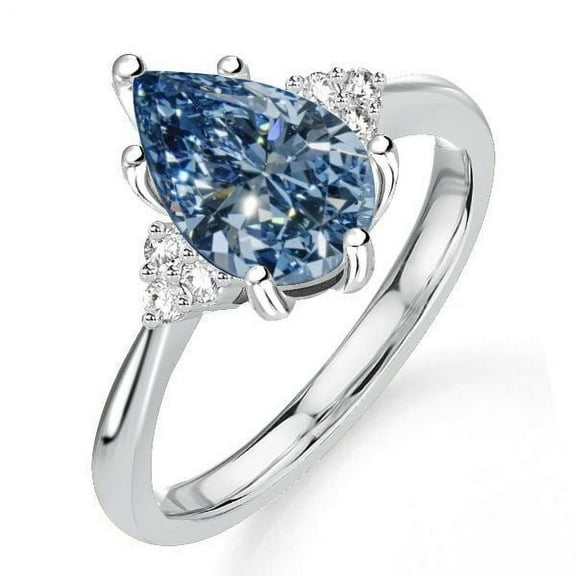 Engagement Ring 3.00 CT Pear Cut Blue Topaz Gemstone Promise Ring