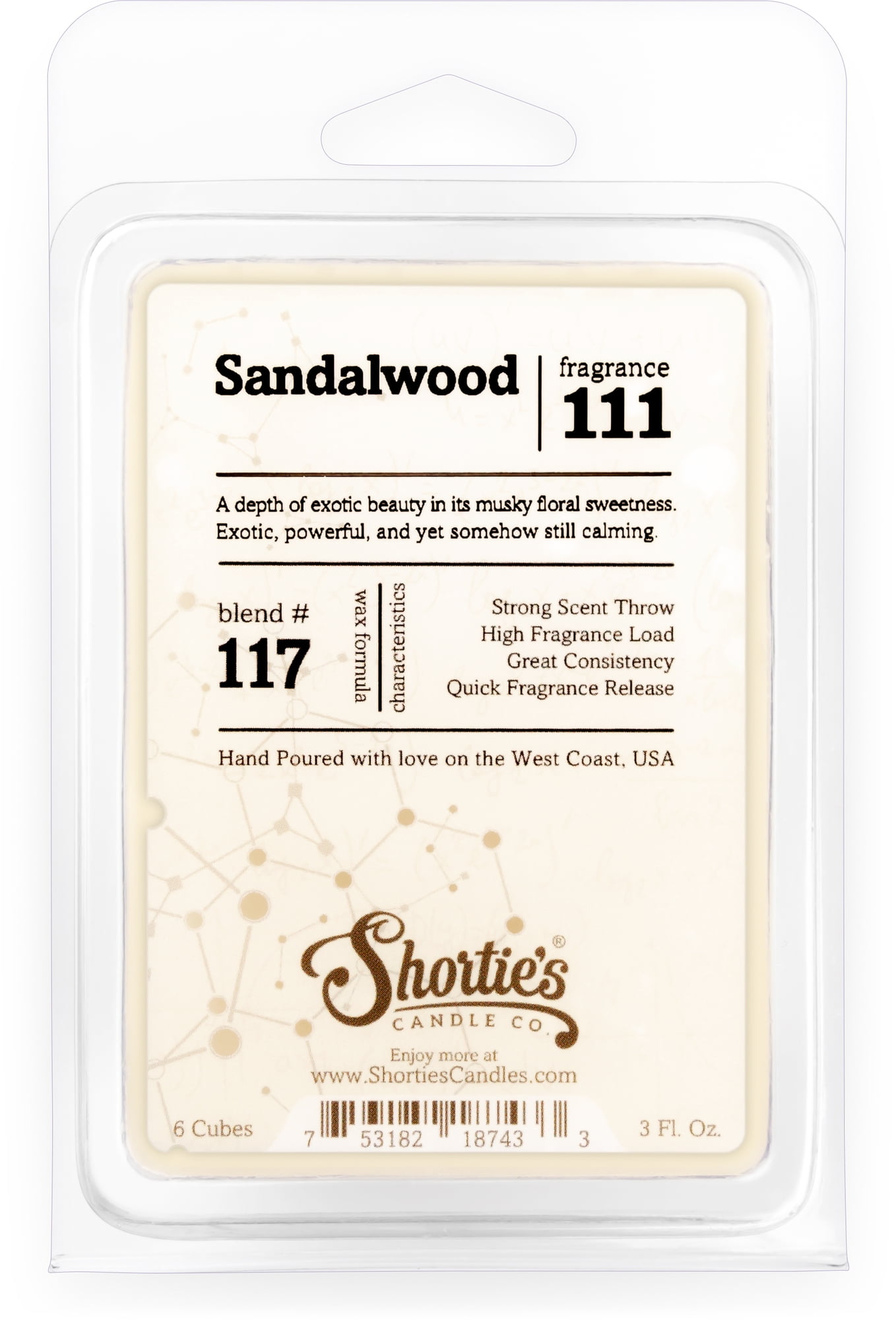 Pure Sandalwood Wax Melts - Highly Scented + Natural Oils - Shortie's Candle Company