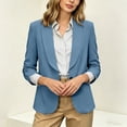 thumbnail image 2 of Women's Dress Blazer Jacket Ruched Sleeve Office Shawl Collar Jacket with Single Button Business Casual 3/4 Sleeve Suit Coat, 2 of 9