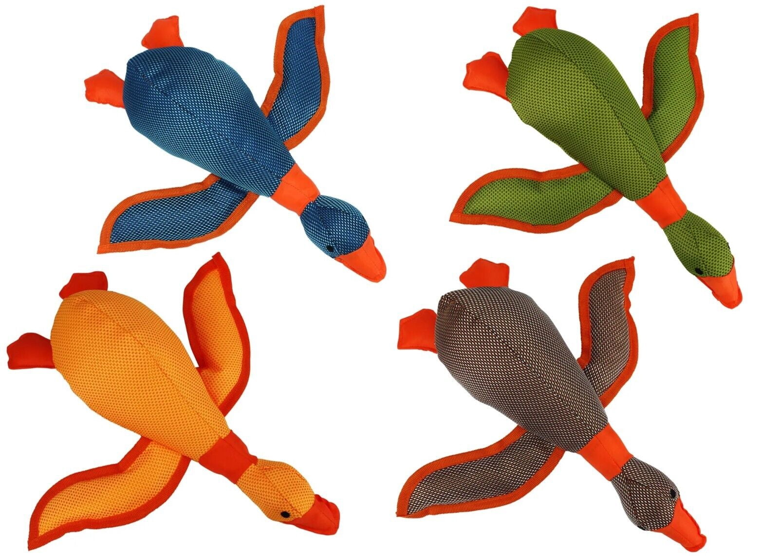 Large Tough Duck Toys for Big Dogs Durable Aggressive Chewer Play Toss Fetch (Full Set - All 4 Toys)