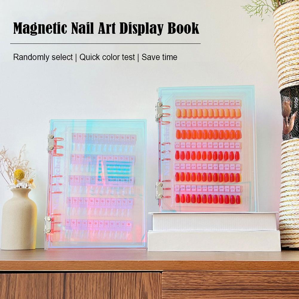 Magnetic Nail Swatches Book - Professional Nail Art Display Booklet for Manicurists, No Glue Needed with Detachable Tips & Self-Adhesive Labels, 120/180/240pcs