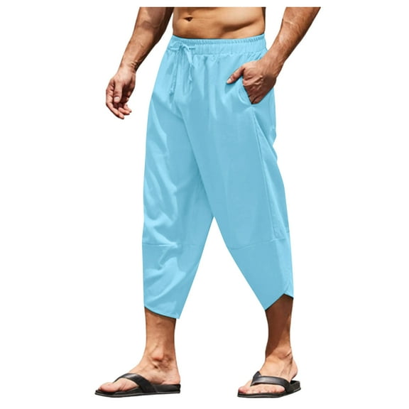 JTieacloth Mens Cargo Pants Mens Fashion And Leisure Fashion Join Together Casual Simple Personality Lace Up Pocket Pants Casual Pants Trousers Blue