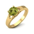 thumbnail image 2 of 925 Sterling Silver Gold Vermeil 6mm Round Peridot Solitaire Women Valentines Day Gifts Ring, 2 of 4
