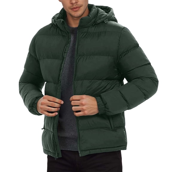 Daznico Jackets for Men,Winter Warmth Detachable Hooded Jacket Insulated Coat for Cold Weather Outdoor Activities,Mens Winter Coats,Size:XXL