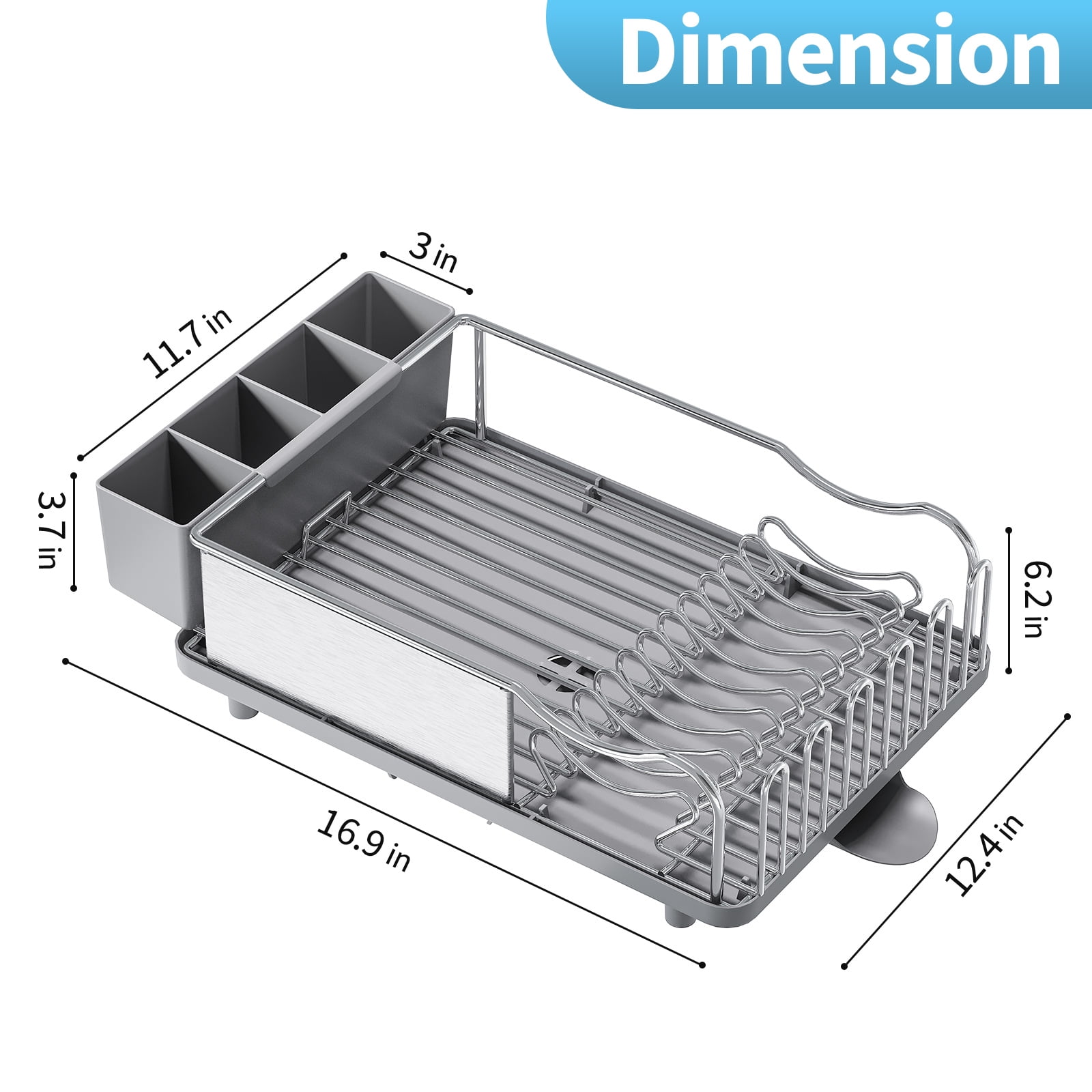 KK KINGRACK Dish Drying Rack, Dish Rack for Kitchen, Large Capacity, 304 Stainless Steel, Gray