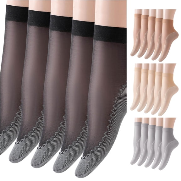 Huowey 5 Pairs Crew Socks For Women Lace Casual Socks Breathable Stretchy Soft Summer Daily Wear Socks,Black