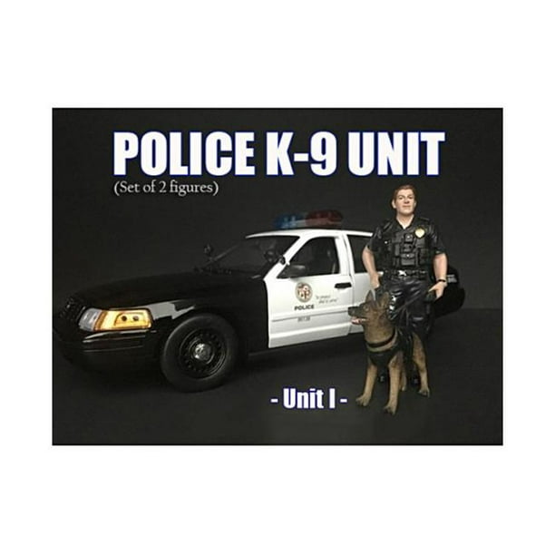 American Diorama 38163 Figurine d'Officier de Police avec K9 Unité de Chien I pour 1 isto 18 Voiture Miniature