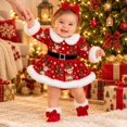thumbnail image 5 of AWZXDE Baby Girl Christmas Skirted Romper Outfit Long Sleeve Plaid Dress Bodysuit With Rhinestone Buckle Belt For Xmas Family Photos, 5 of 6