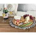 thumbnail image 4 of Arthur Court Sand-Cast Aluminum Pizza or Cheese Server with Wood Board; Olive Pattern Metal Holder, 4 of 4