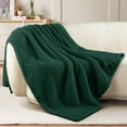 thumbnail image 3 of Exclusivo Mezcla Fuzzy Fleece Throw Blanket for Couch Sofa, Lightweight Fluffy Solid Velvet Blanket, 50x60 Inches, Forest Green, 3 of 9
