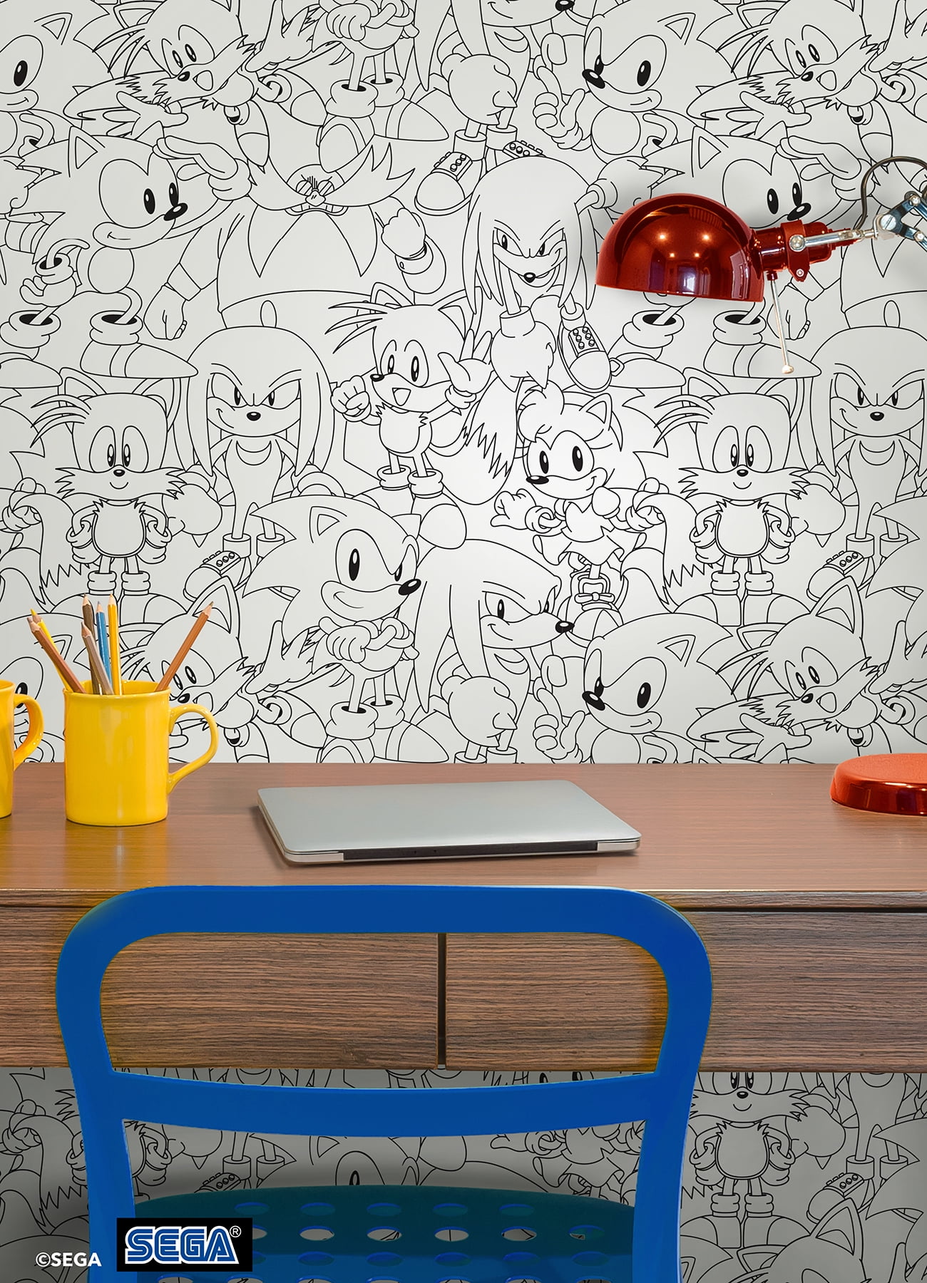RoomMates Sonic The Hedgehog Line Art Peel and Stick Wallpaper