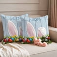 thumbnail image 2 of Easter Bunny Pillow Covers 2 Pack Watercolor Rabbit Colored Eggs Spring Leaf Wood Grain Pillowcase Waterproof Outdoor Throw Pillow Cover for Patio Garden Square Cushion 20”x20”, 2 of 9