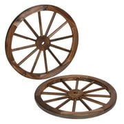 2 Pack 23"Wooden Wagon Wheels - Burnt Wood Color - Backyard Expressions