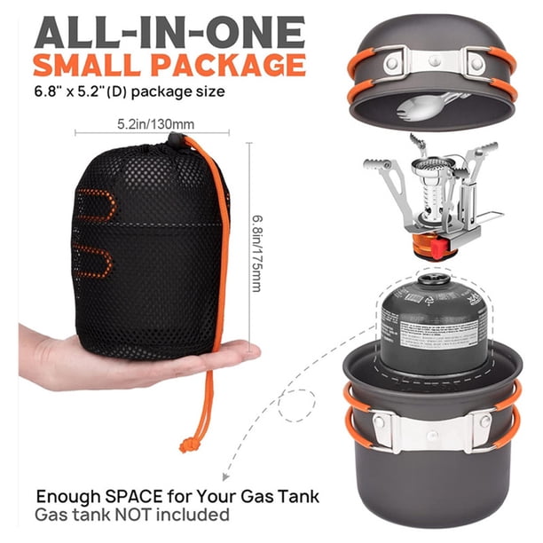 Lot De Batterie De Cuisine Camping Lixada – Casserole, Bouilloire, 2 Tasses, Couverts, Coupeur, Mousqueton, Sac, Alu Anodisé