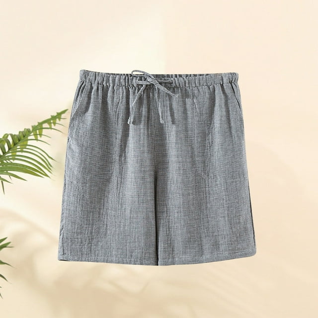 Pantalones cortos de verano para hombre, de gasa, de doble capa, finos y holgados, para dormir en casa
