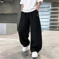 thumbnail image 4 of Bixock Fall Cotton Sweatpants for Boys High Waist Straight Leg with Side Pockets Kids Solid Color Loose Casual Wide Leg Trousers Comfortable Workout Activewear Boys Clothings Size 9-10Years, 4 of 6