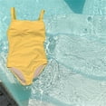 thumbnail image 4 of Traje de baño de una pieza para mujer, bikini sin espalda para nadar en aguas termales, playa, amarillo, talla M, 4 of 11