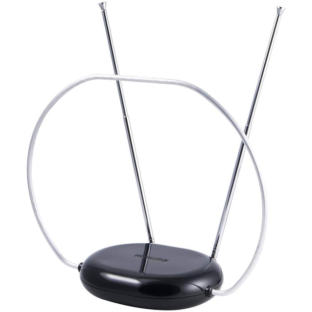 Philips Rabbit Ears Antena de TV para Interiores, dipolos y Bucle Circular, Digital, Compatible con