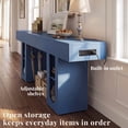 thumbnail image 5 of OMCMUU Contemporary with Charging Station, 2 Adjustable Shelves Particleboard+MDF Console Table, Blue, 5 of 9